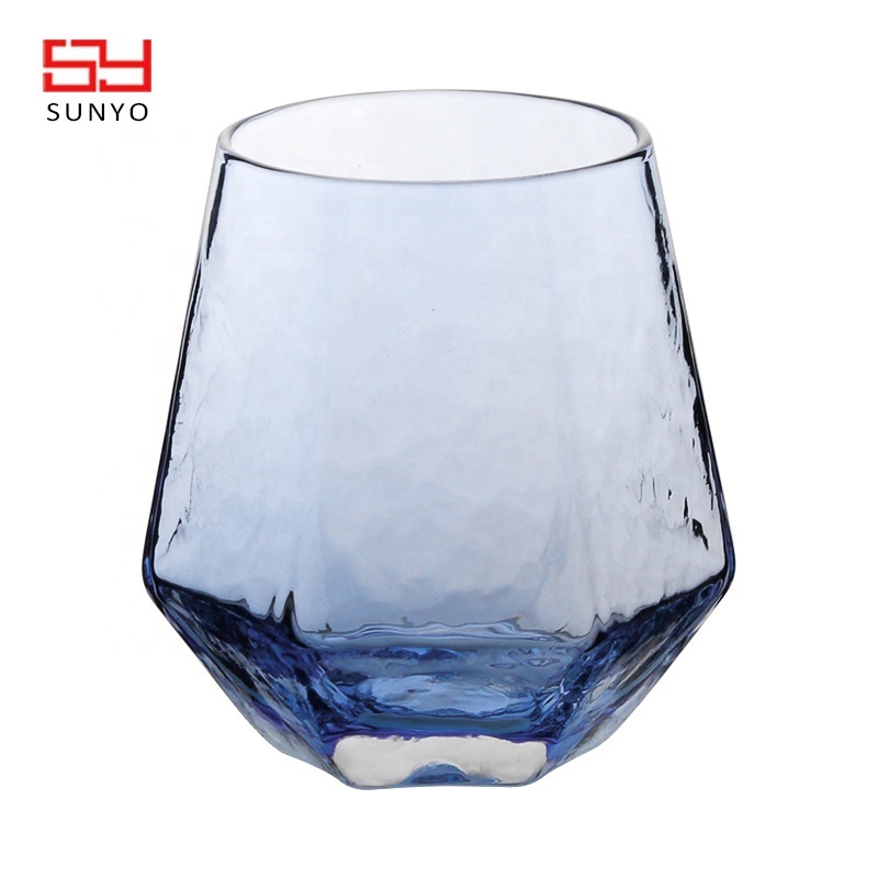 Diamond Blue Whiskey Rocks Glass Old Fashioned Drinking Glasses Gift Set Whiskey glasses Set