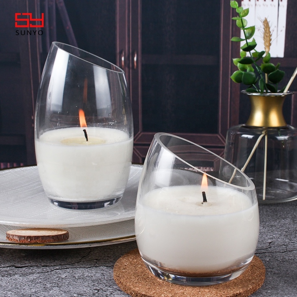 Handmade Decorative Clear Votive Glass Candle Container