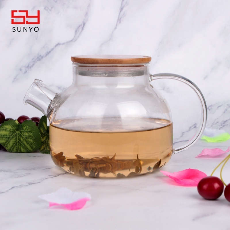 Handmade High Borosilicate Heat Resistant Large Capacity Glass Tea Maker Water Kettle with Strainer Design Glass Teapot