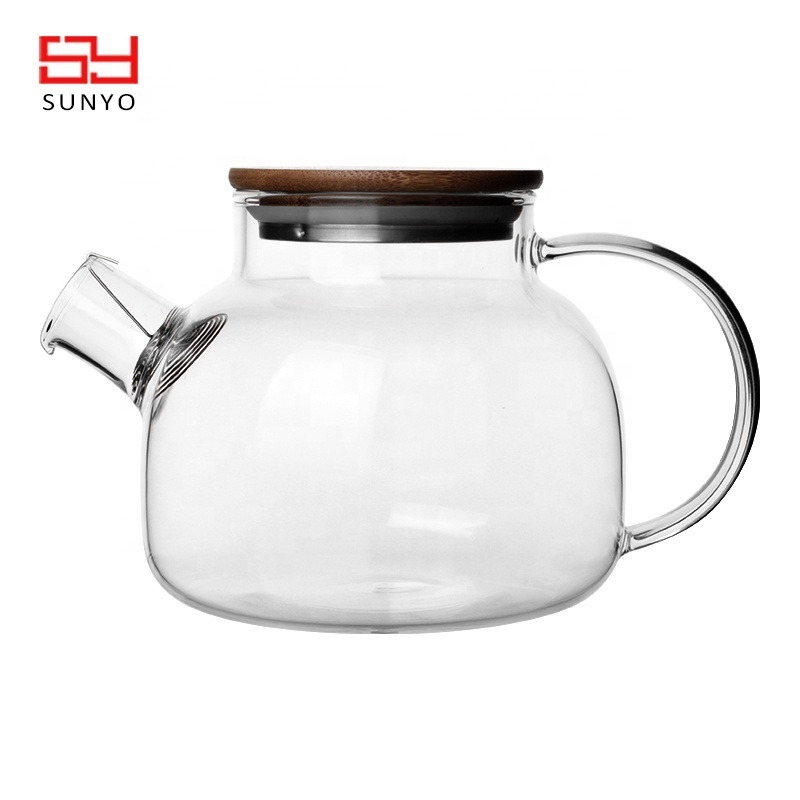 Handmade High Borosilicate Heat Resistant Large Capacity Glass Tea Maker Water Kettle with Strainer Design Glass Teapot