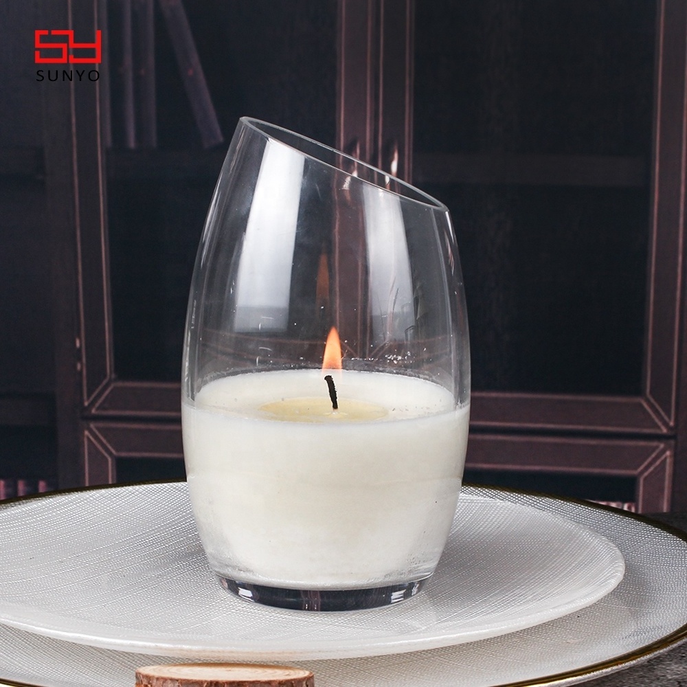 Handmade Decorative Clear Votive Glass Candle Container