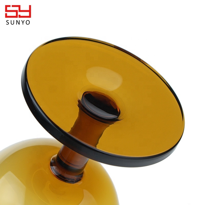 Handmade Customized Solid Amber Colored Water Wine Goblet Glasses for Wine ,Juice,Milk