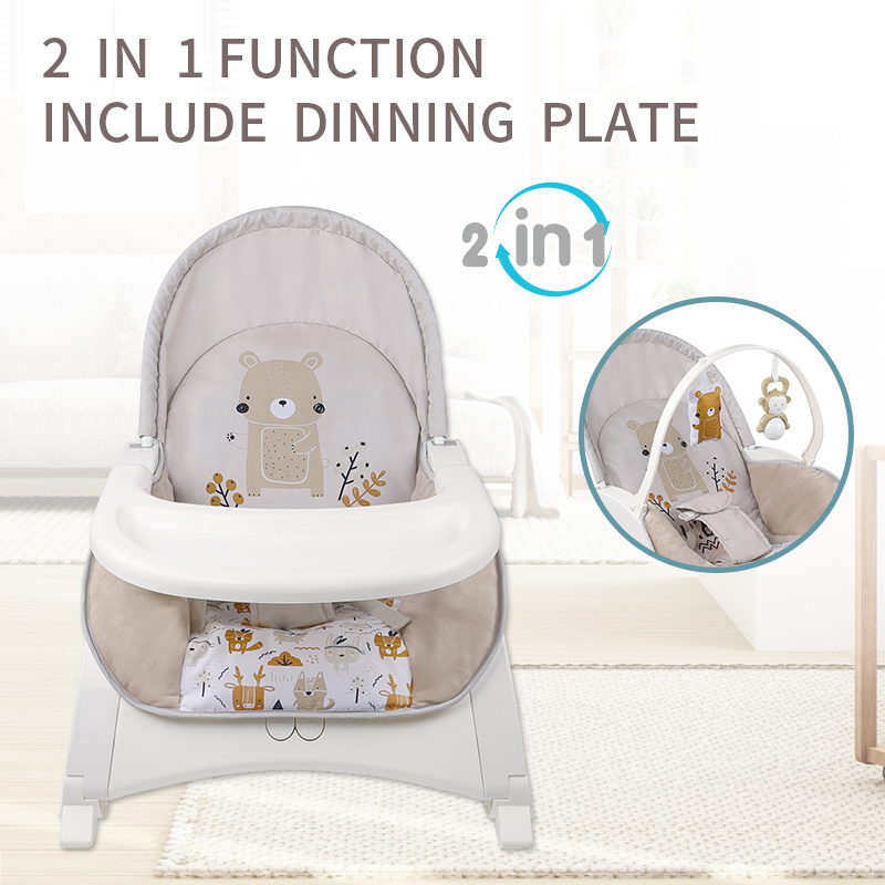 2024 2-IN-1 Baby Rocker Swing Chair Multi-Function Infant Bouncer Sleep With Dining Table Rocking Feeding Chair For Baby