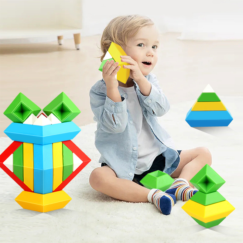 Creative Kids 3D Puzzle Block Imagination Logic Rainbow Stacking Montessori Kindergarten Other Educational Toys For Children