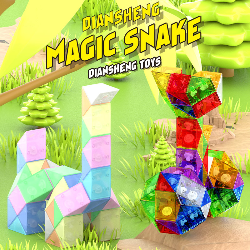 Super Resilient Bending Resistance 24 36 72 Wedges Glossy Stone Magic Snake Folding Toy 3D Jigsaw Puzzle Educational Games Toys