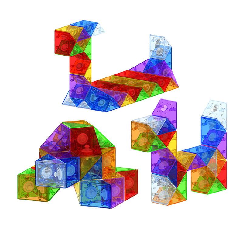 Super Resilient Bending Resistance 24 36 72 Wedges Glossy Stone Magic Snake Folding Toy 3D Jigsaw Puzzle Educational Games Toys