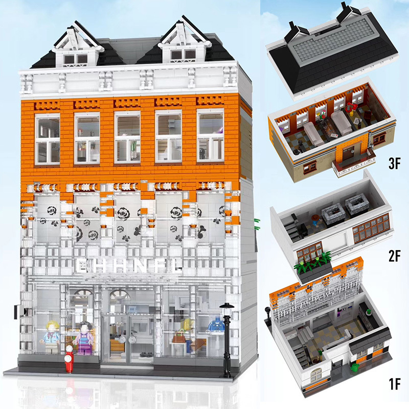 MOC 3770pcs City Streetview series Crystal House Glisten Model Lepined Technic Building Blocks Toys For Kids