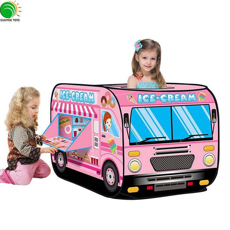 Ice Cream Truck Popping Kid Play Tent Candy Car Carrying Handbag Toy Tent For Children