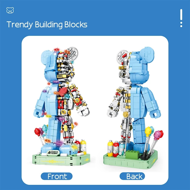 Creator Expert ldeas Bearbrick DIY Violent Bear Tide Play Building Blocks 3D Ornaments For Kids & Adults