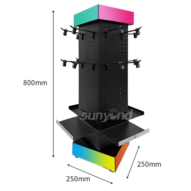 Custom made factory hat hair extension metal display stand rotating display rack for toys