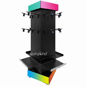 Custom made factory hat hair extension metal display stand rotating display rack for toys