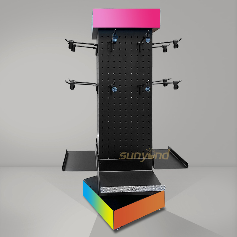 Custom made factory hat hair extension metal display stand rotating display rack for toys