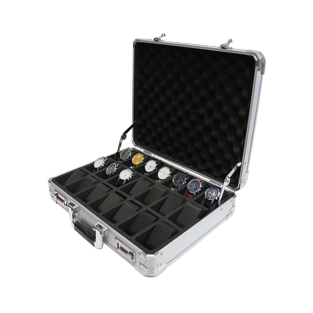 21 slot watch storage aluminum toolbox with watch pillow