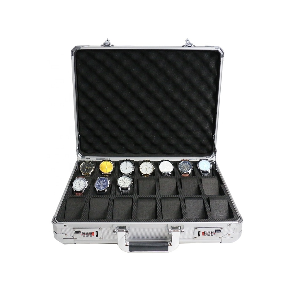 21 slot watch storage aluminum toolbox with watch pillow