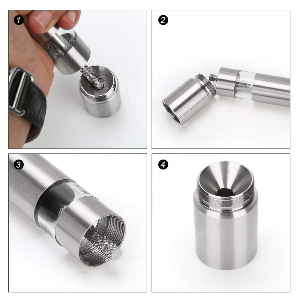 Stainless Steel Thumb Push Kitchen Spice Mill Manual One Hand Operation Salt and Pepper Grinder