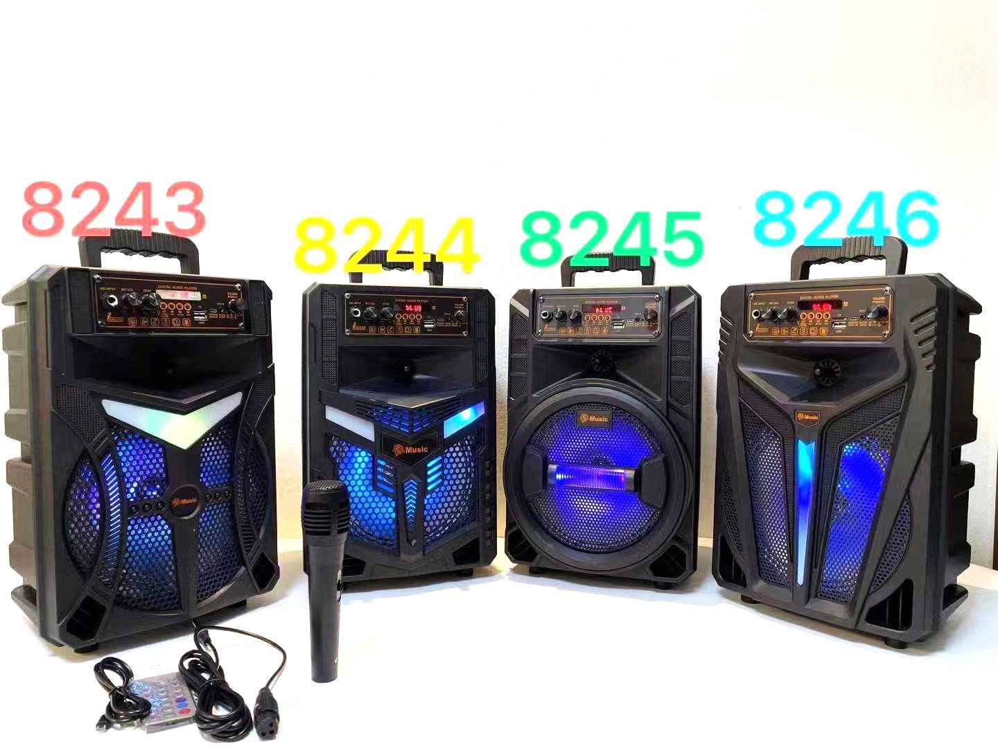 TTD-8243 8W Portable Big Outdoor Wireless Blue Tooth Trolley Saboofer Subwoofer Party DJ Home Karaoke Speaker With Mic