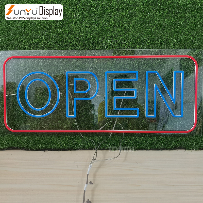 Outdoor indoor acrylic advertising LED light sign custom design of open neon signs, suitable for store decoration