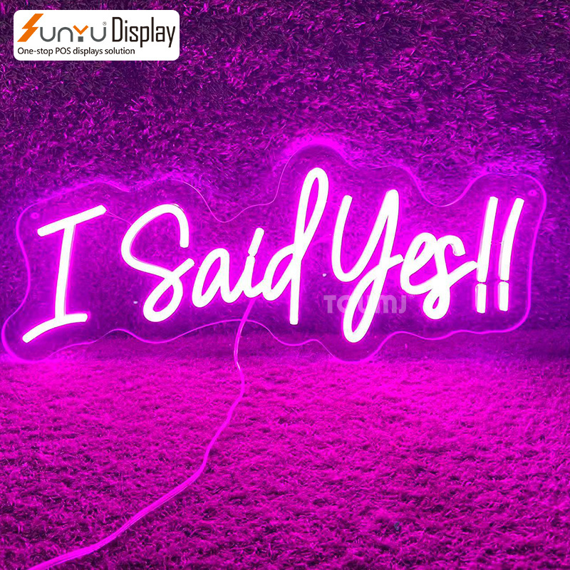 Free design No MOQ SHE SAID YES led neon light sign for wedding valentines neon sign letter custom