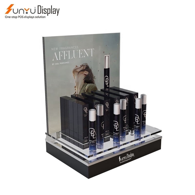 Manufactory wholesale custom business cosmetic makeup perfume display stand acrylic display for exhibition