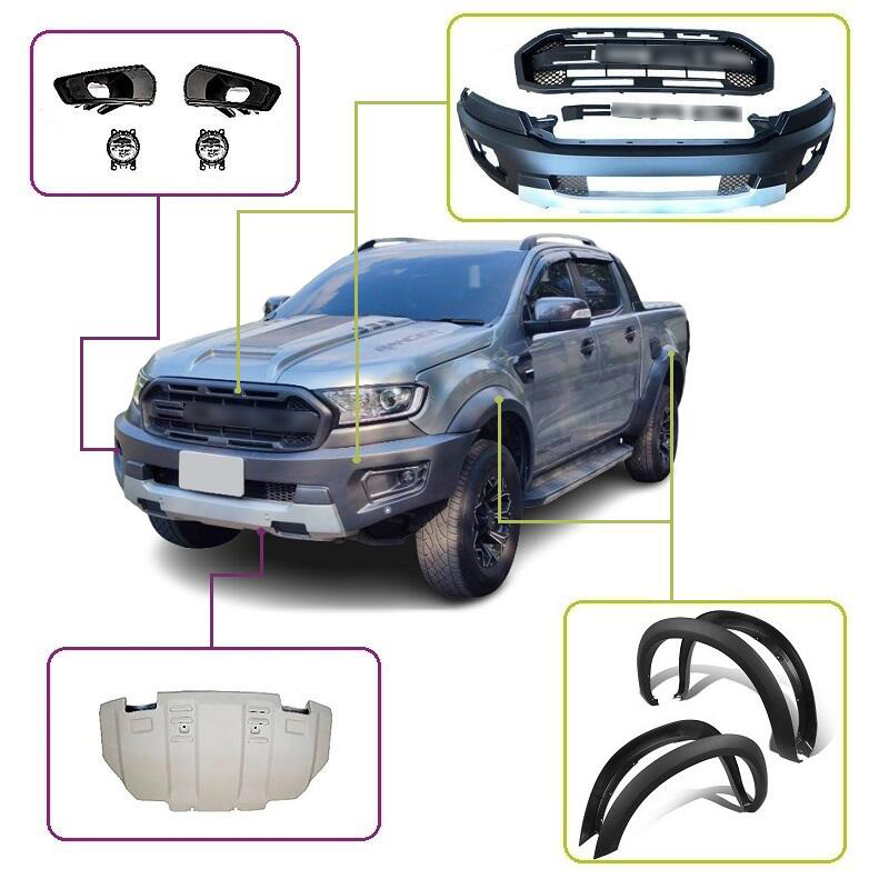 Black Complete Car full sets for Ford ranger T7  2012-2015 body kit upgrade to raptor for ranger T7 F-150 4x4 accessories