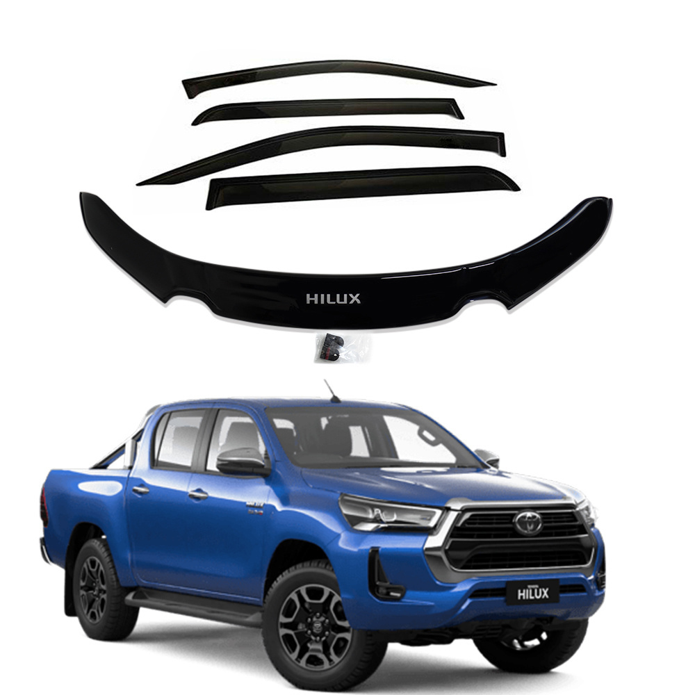 ACCESSORIES TAILGATE TRIM BONNET PROTECTOR  WEATHER SHIELDS FENDER FLARE SUIT FOR Toyota Hilux 2021 Combo Set Kit