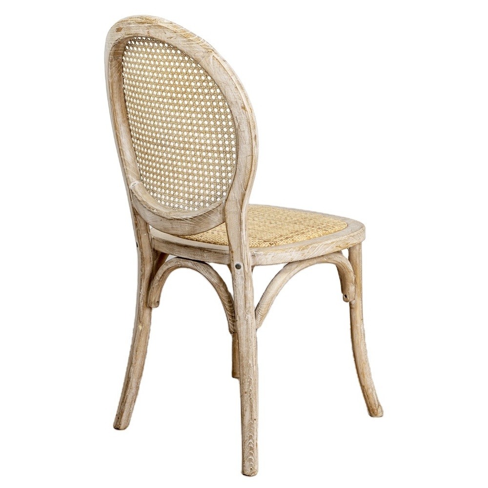 Sunzo Furniture Wholesale Banquet Wooden Rattan Back X Cross Back Dining Chair Antique Stackable High Dining Chair Wood