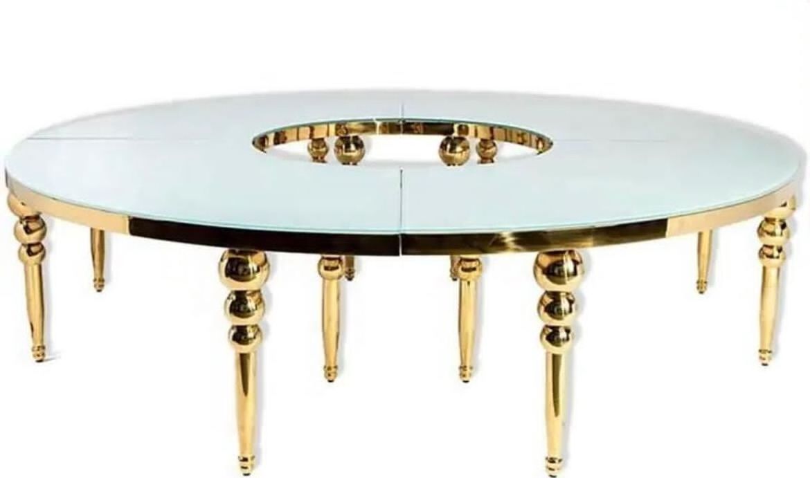 Luxury stainless steel moon table half round hotel event Serpentine wedding table