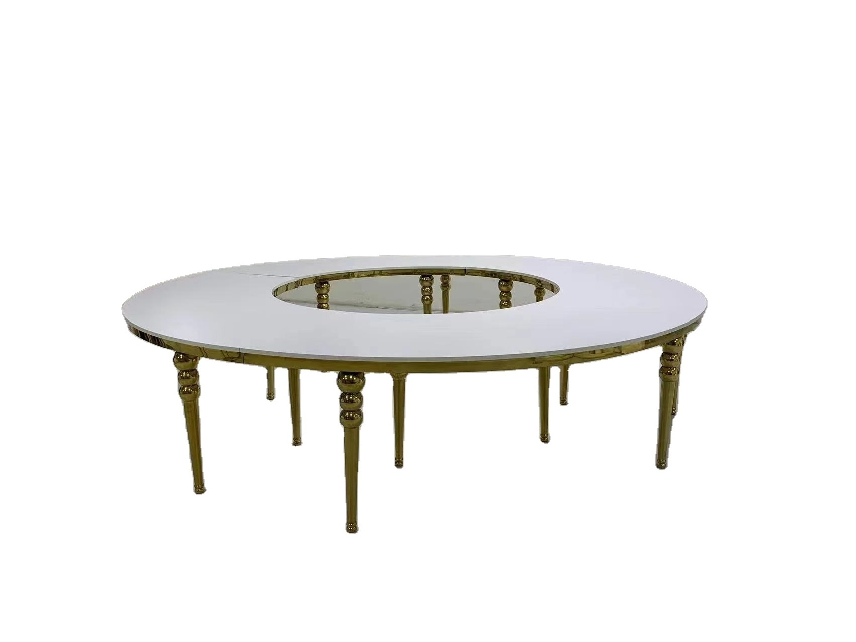 Luxury stainless steel moon table half round hotel event Serpentine wedding table