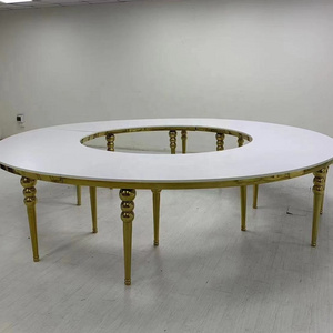 Luxury stainless steel moon table half round hotel event Serpentine wedding table