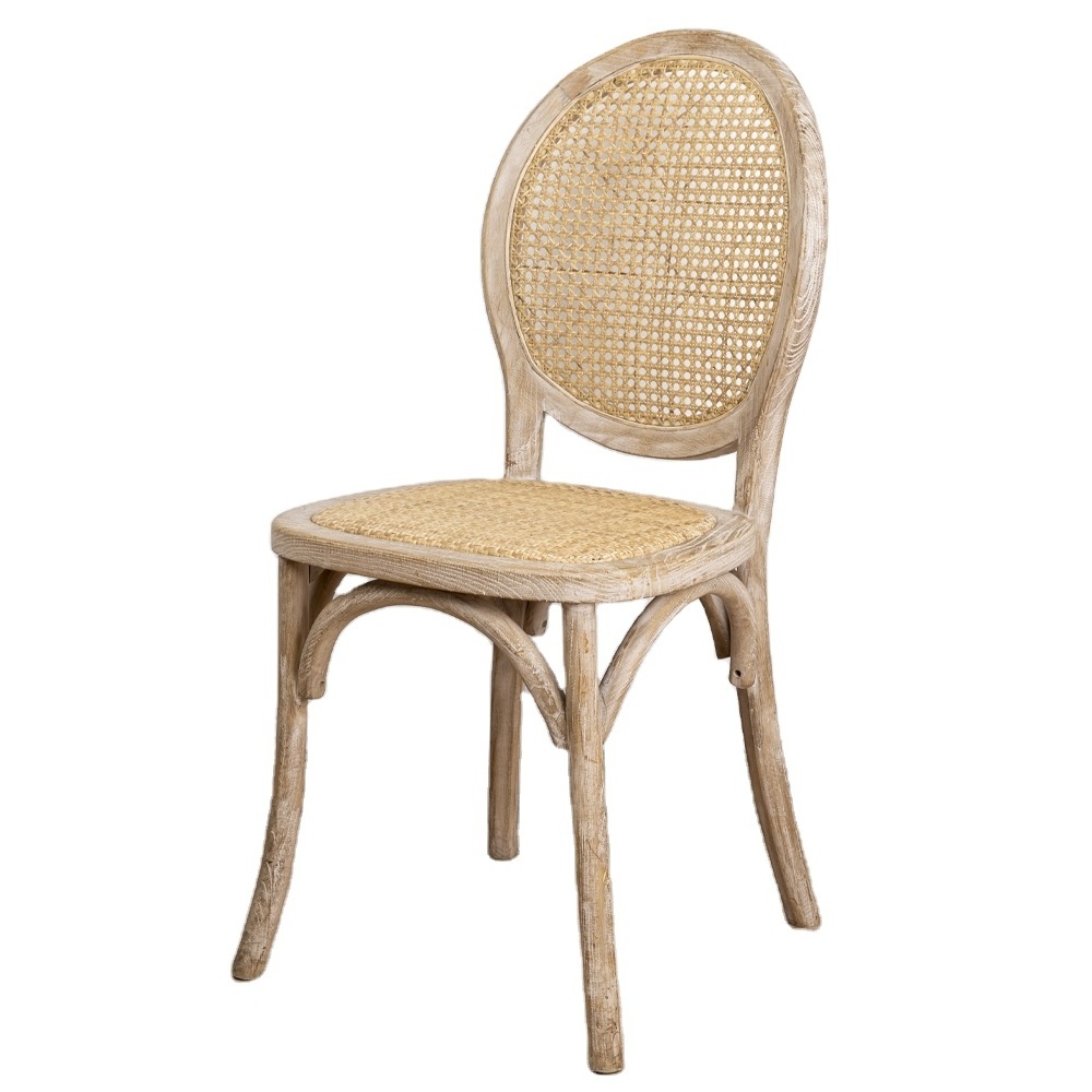 Sunzo Furniture Wholesale Banquet Wooden Rattan Back X Cross Back Dining Chair Antique Stackable High Dining Chair Wood