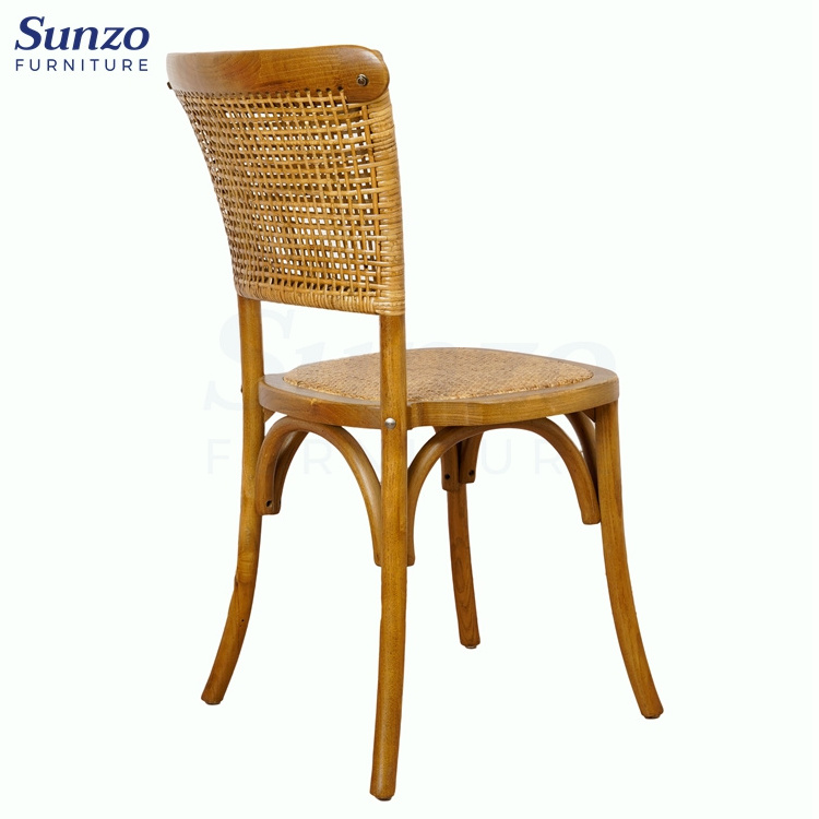 Vintage Banquet Wooden Wedding Rattan Dining Chair For Sale Rattan Back Chairs