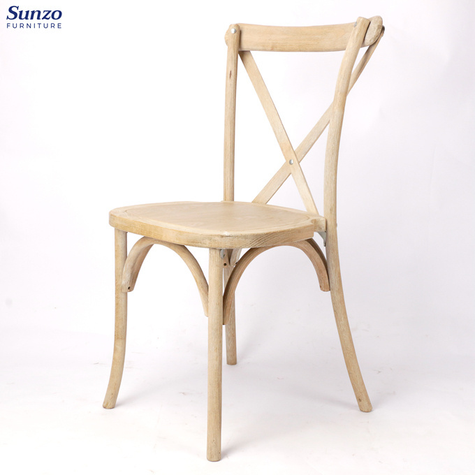 Sunzo Furniture French style vintage furniture bistro chair Wooden Cross Back Chair Cross Dining Chair