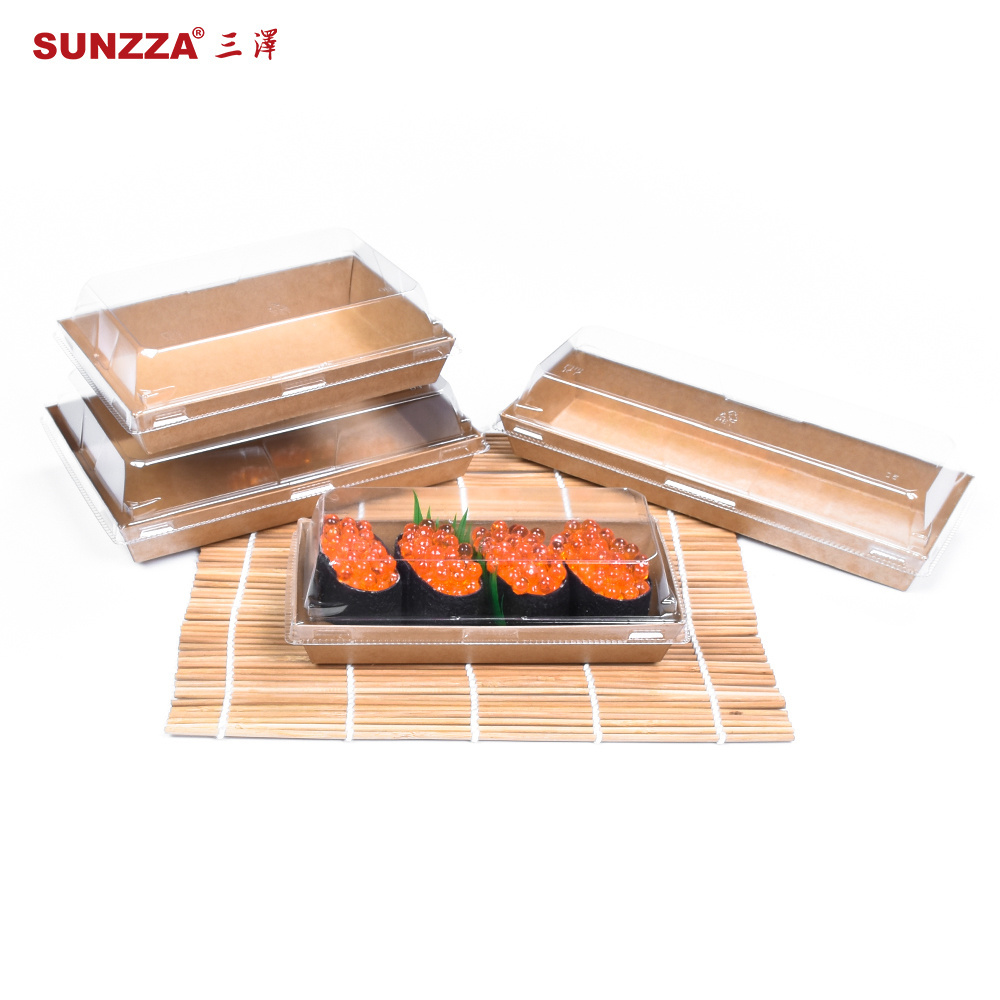 Sunzza factory customization disposable take away lunch paper kraft biodegradable bento sushi box for supermarket /restaurant