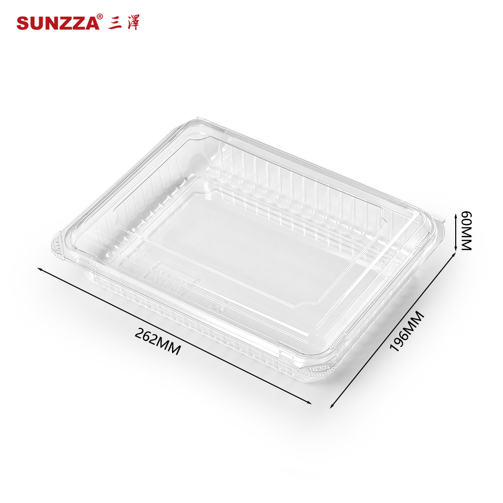 Sunzza disposable blister packaging rectangular packaging boxes plastic clamshell container for meat/pork/mutton/vegetable/fresh