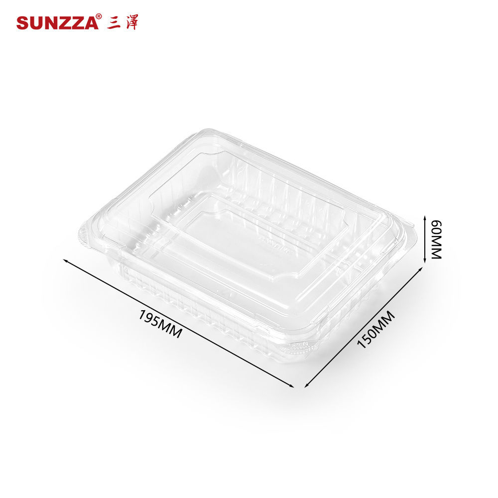 Sunzza disposable blister packaging rectangular packaging boxes plastic clamshell container for meat/pork/mutton/vegetable/fresh