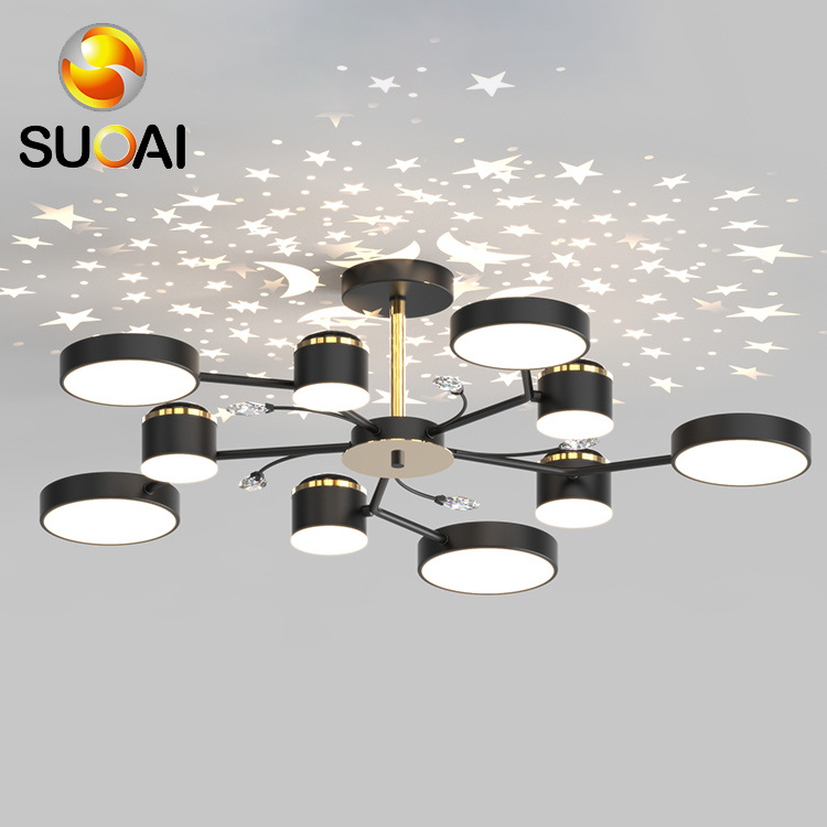 Star Lights Ceiling Fixture Remote Control Iron Led Smart Chandelier Ceiling Light Lighting For Living Room Bedroom