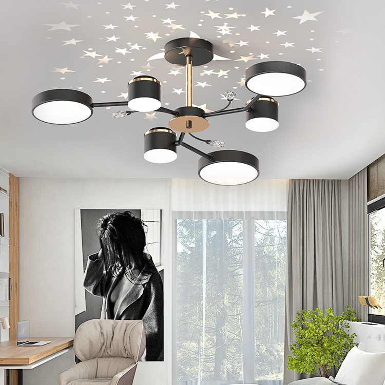 Star Lights Ceiling Fixture Remote Control Iron Led Smart Chandelier Ceiling Light Lighting For Living Room Bedroom