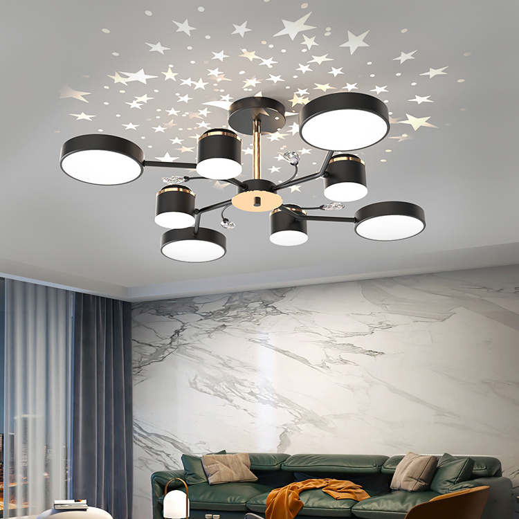 Star Lights Ceiling Fixture Remote Control Iron Led Smart Chandelier Ceiling Light Lighting For Living Room Bedroom