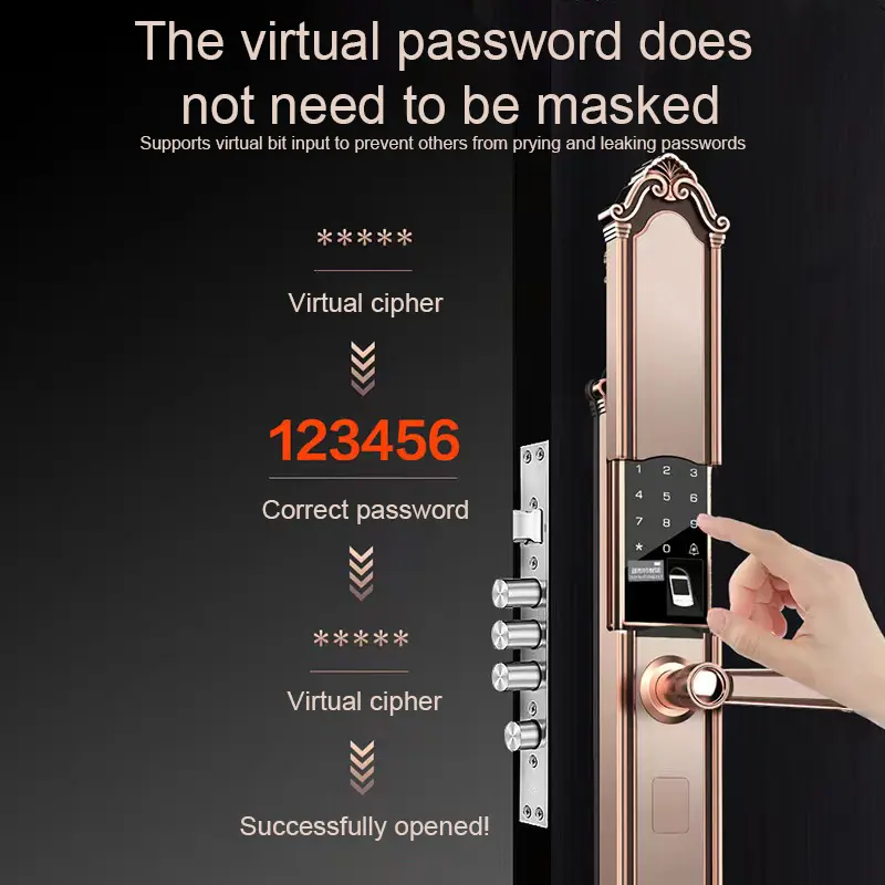 Semi-Automatic Security Biometric Fingerprint Handle Exterior Intelligent Lock Keyless Smart Door Lock For Entry  Door