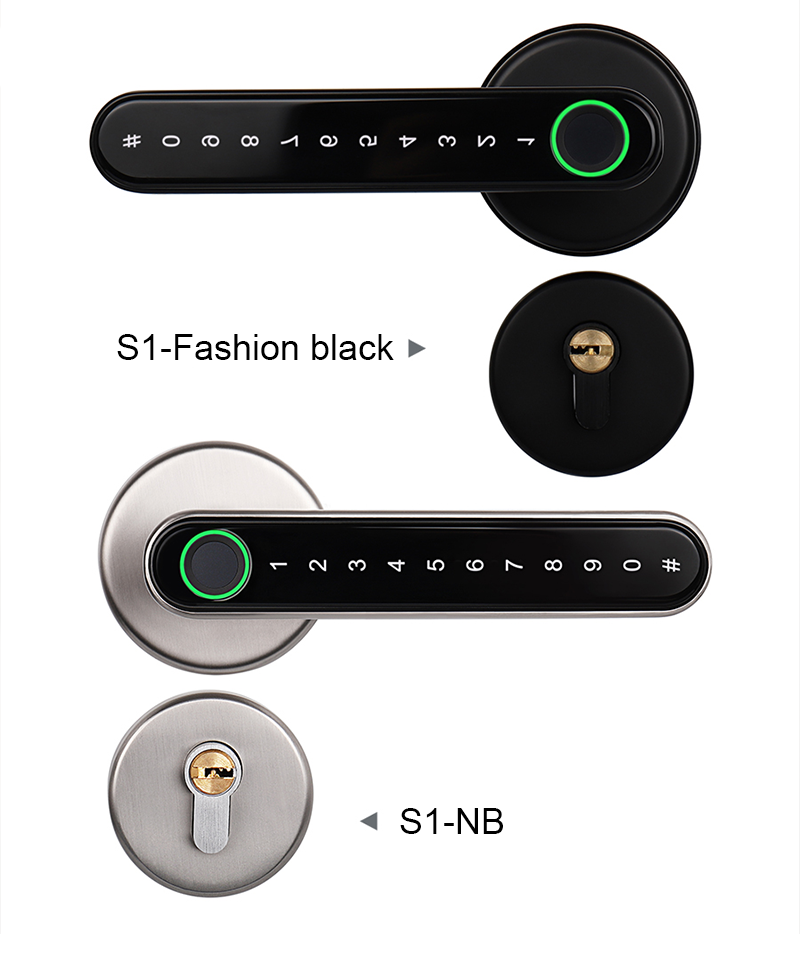 Entry Code Front Electric Cylinder Home Door Lock Tuya Smart Biometric Fingerprint Door Lock Handle Cerradura Inteligente App