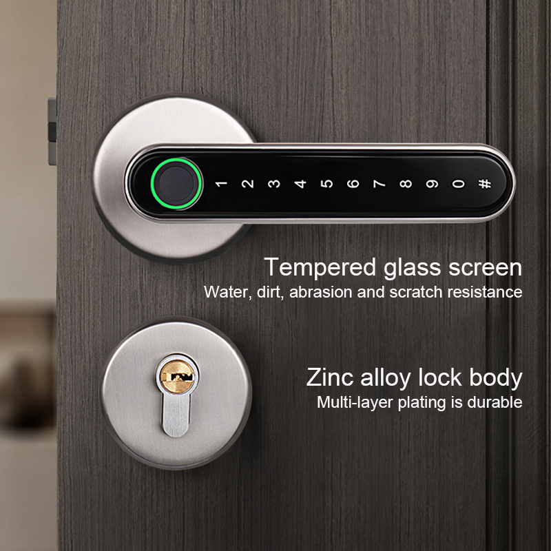 Entry Code Front Electric Cylinder Home Door Lock Tuya Smart Biometric Fingerprint Door Lock Handle Cerradura Inteligente App