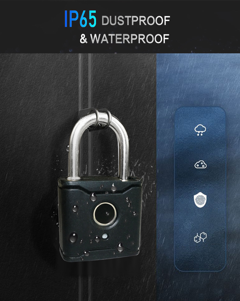 Smart Small Unique Padlocks With Fingerprint For Backpack Black Waterproof Silver Luggage Fingerprint Padlock