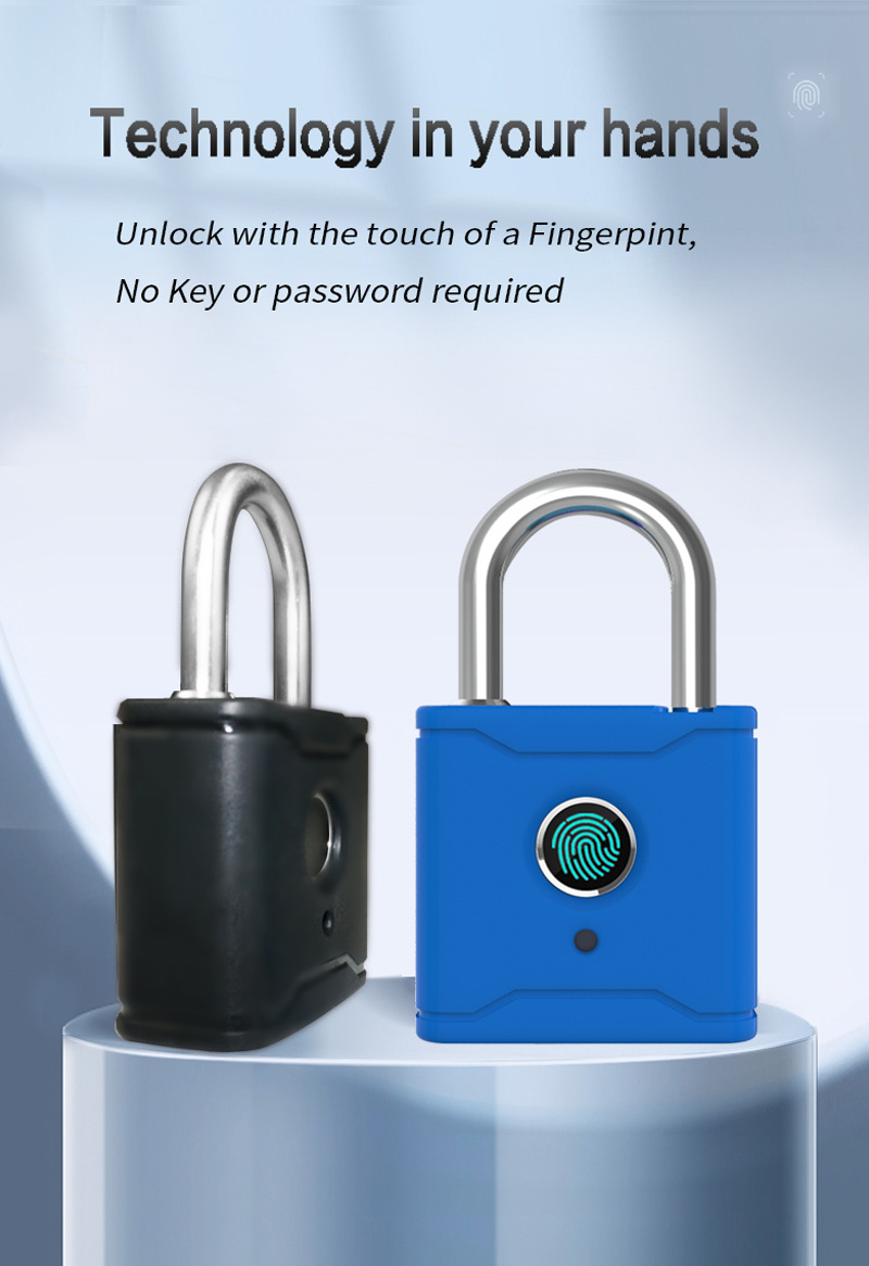 Hot Sale Intelligent Digital TT/TuyaAPP Alarm Biometric Smart Pad lock Fingerprint