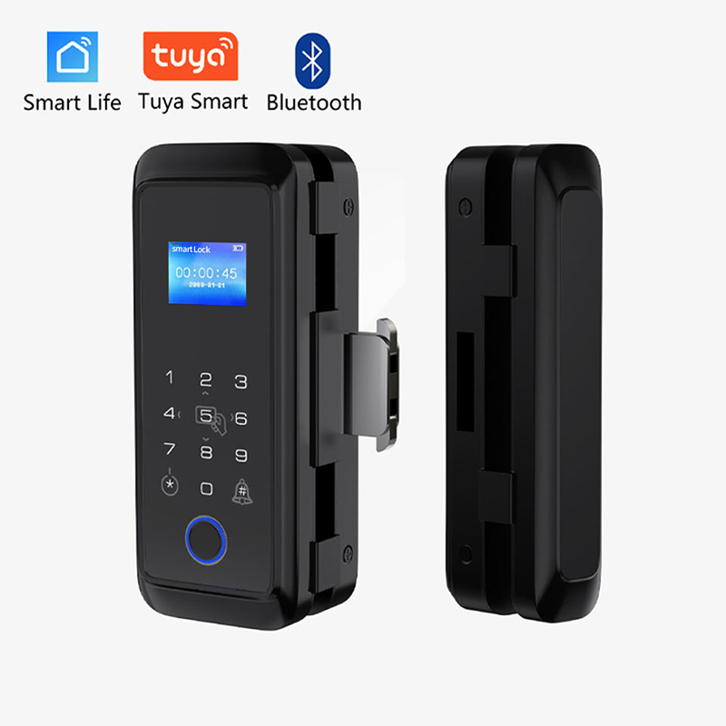 Suoboot Top Selling Office Smart Glass floor door locks Tuya wifi Digital Fingerprint Card Password Remote Glass Door Lock