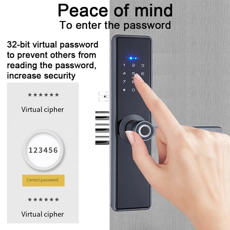 Suoboot Top selling Home Apartment Intelligent Fingerprint Password Tuya wifi App Smart Door Lock Electron Door Lock Handle