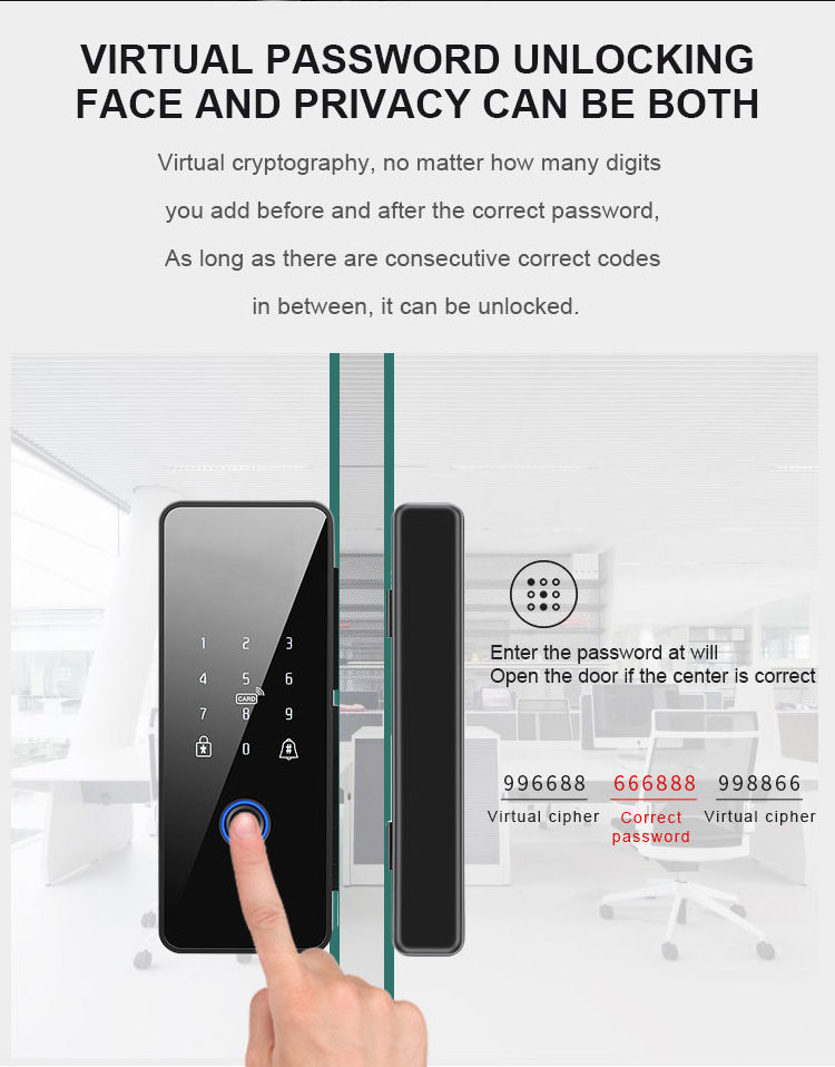 Suoboot Tuya BLEApp Keyless Entry Glass Door Smart Lock Deadbolt,Perfiware Biometric Fingerprint smart Glass Door locks for Home