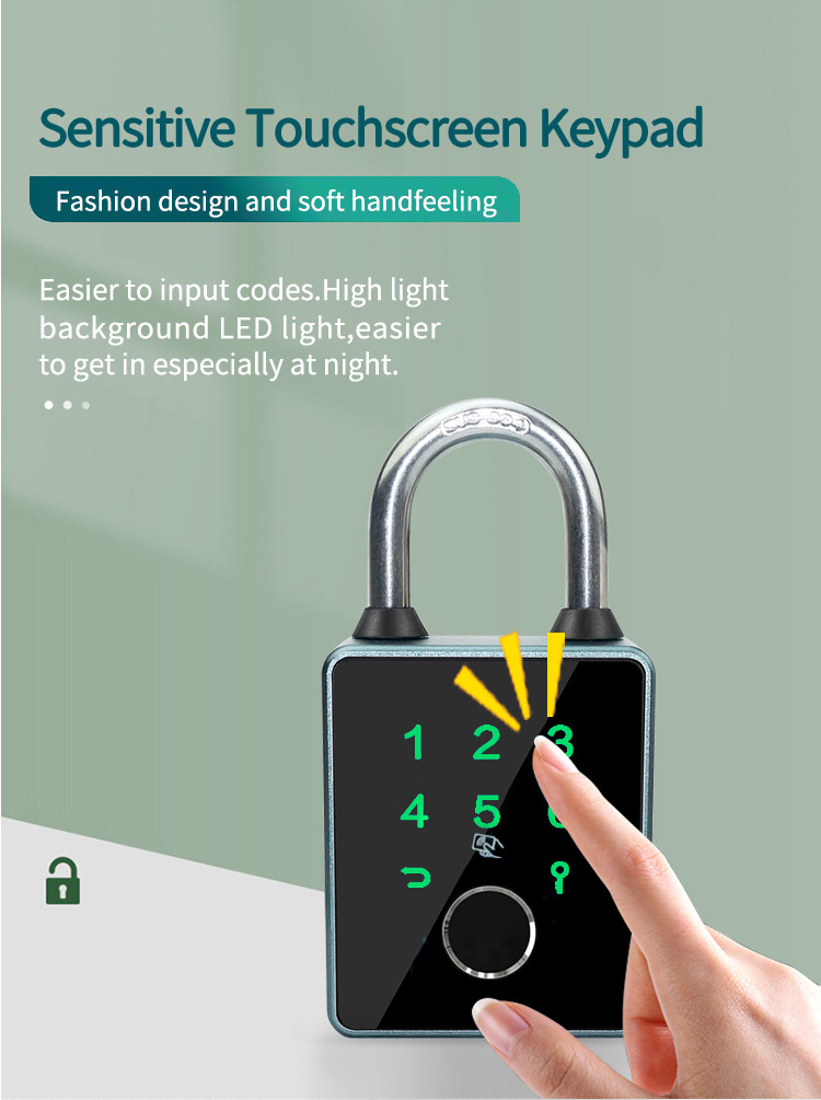 Suoboot New Arrivals Combination Keypad Waterproof Digital Fingerprint Password Padlock TT lock  APP Smart Padlocks with Key