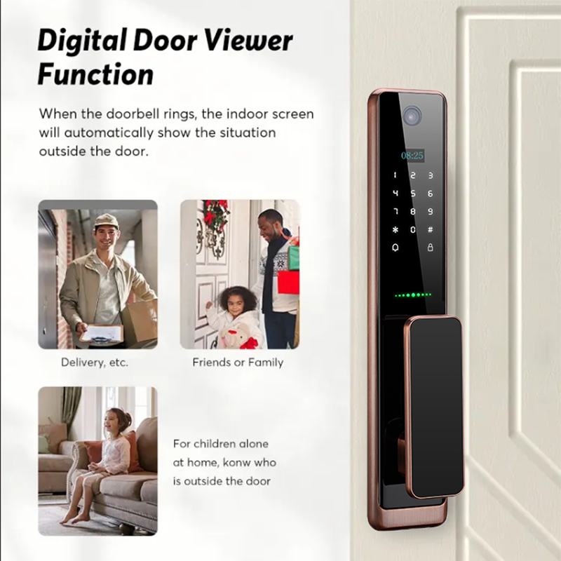 Suoboot Hot Selling Factory wholesale price 3D Face recognition Smart door lock with Camera Fingerprint door bell for apartments