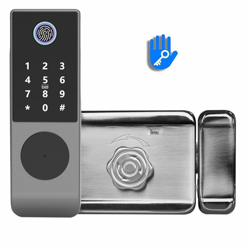 Outdoor access control waterproof wireless remote control electric TTlock tuya NFC fingerprint gate yard door smart RIM lock