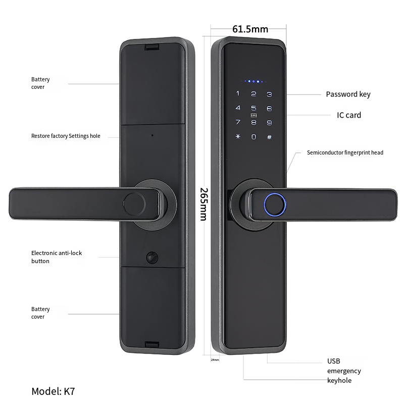 Suoboot Top Selling Digital smart Fingerprint Password Handle door lock Smart Tuya App Door Lock For Home Wooden Doors